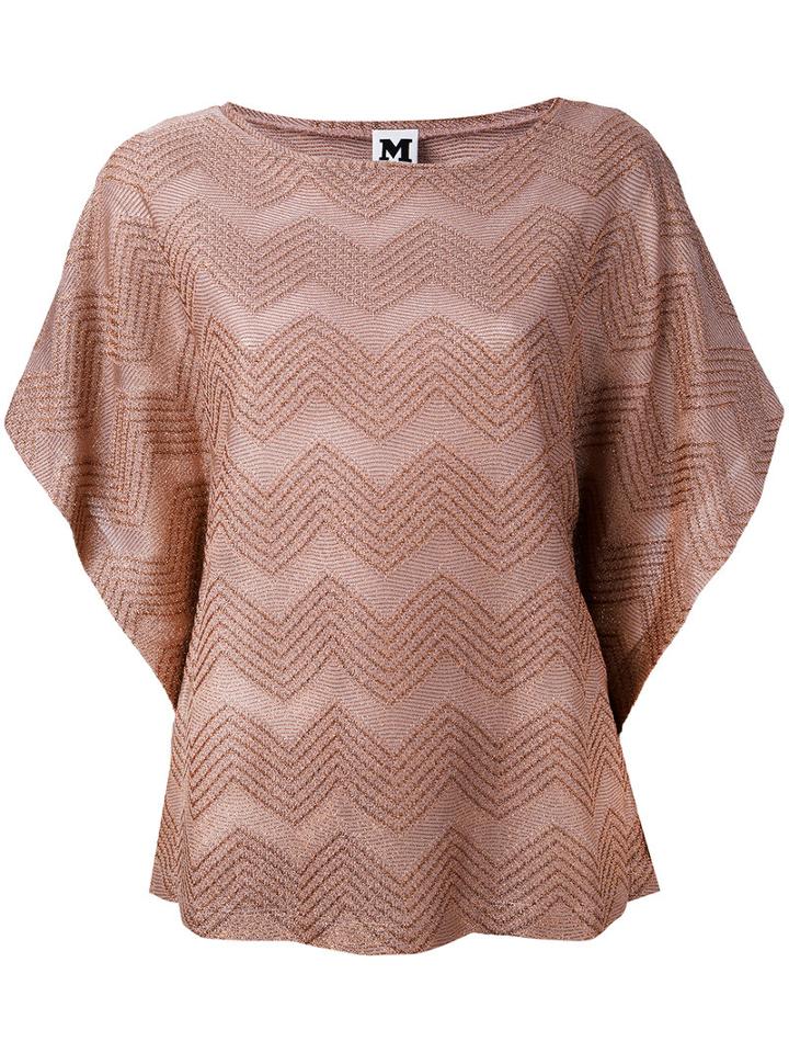 M Missoni - Patterned Knit Top - Women - Cotton/polyamide/viscose/metallic Fibre - M, Nude/neutrals, Cotton/polyamide/viscose/metallic Fibre