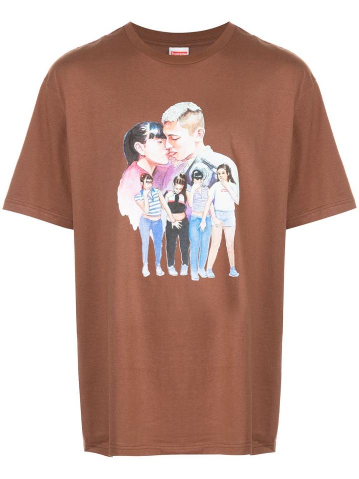 Supreme Kiss Print T-shirt - Brown