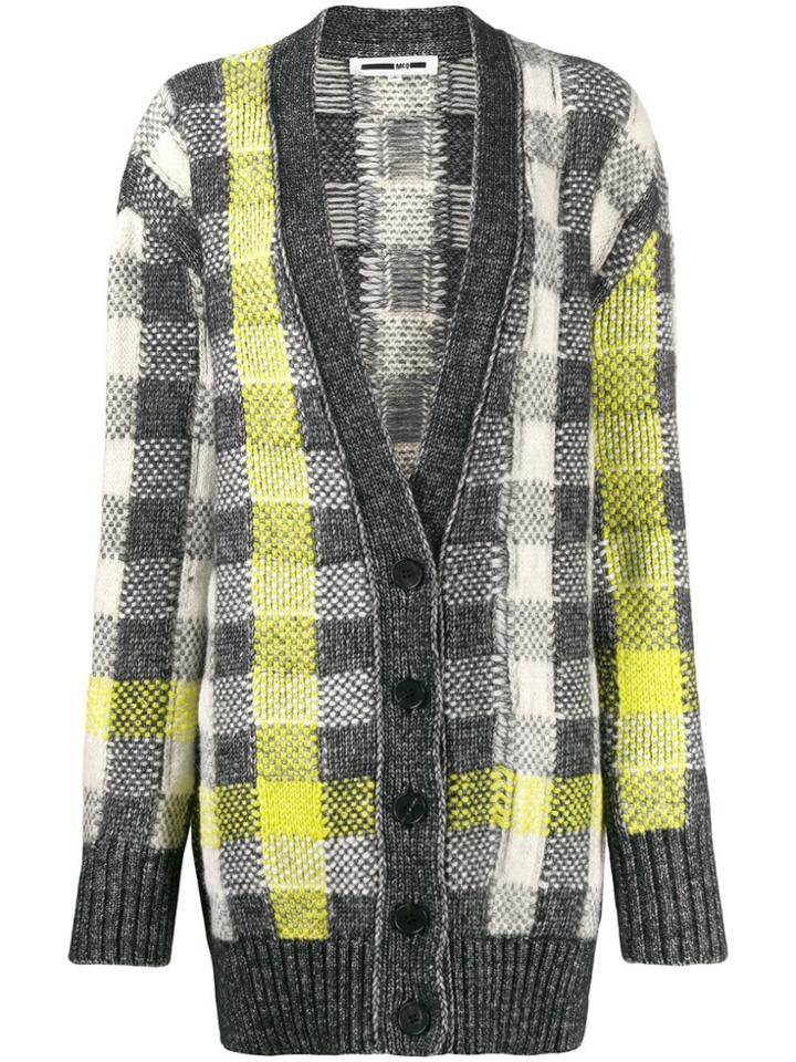 Mcq Alexander Mcqueen Checked Knit Cardigan - Neutrals