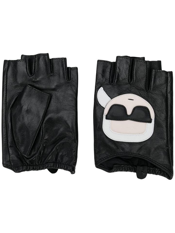 Karl Lagerfeld Ikonic Fingerless Gloves - Black
