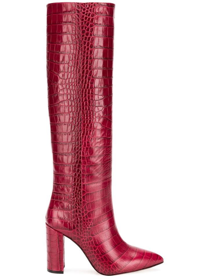 Paris Texas Embossed Knee Length Boots - Red