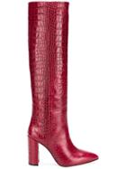 Paris Texas Embossed Knee Length Boots - Red