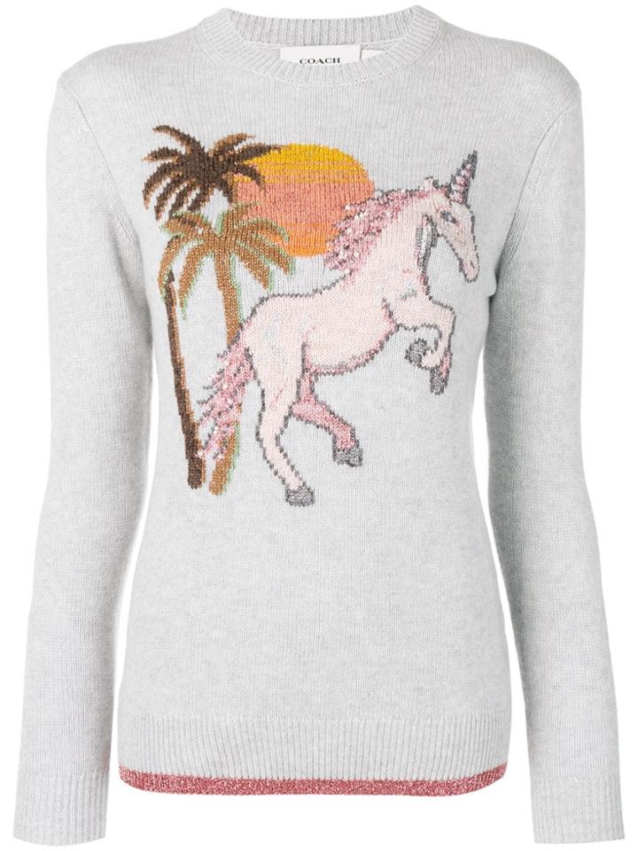 Coach Unicorn Knitted Jumper - Grey