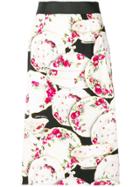 Dolce & Gabbana Floral Ceramic Print Skirt - White