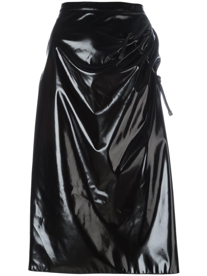 Kenzo Ruched Vinyl Skirt - Black