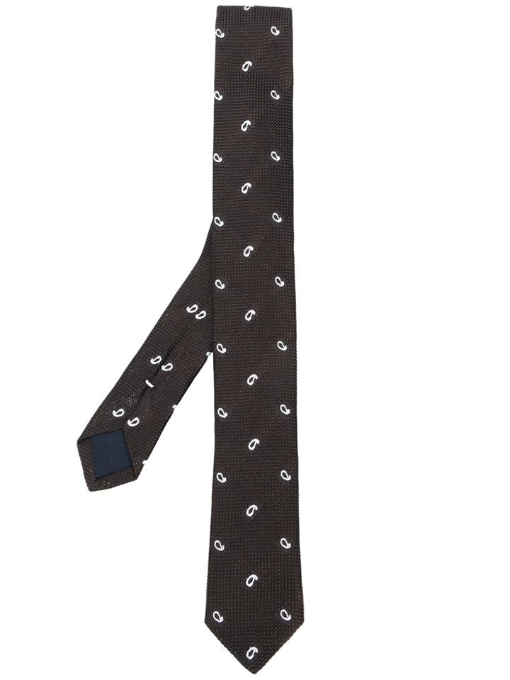 Eleventy Paisley Print Tie - Brown