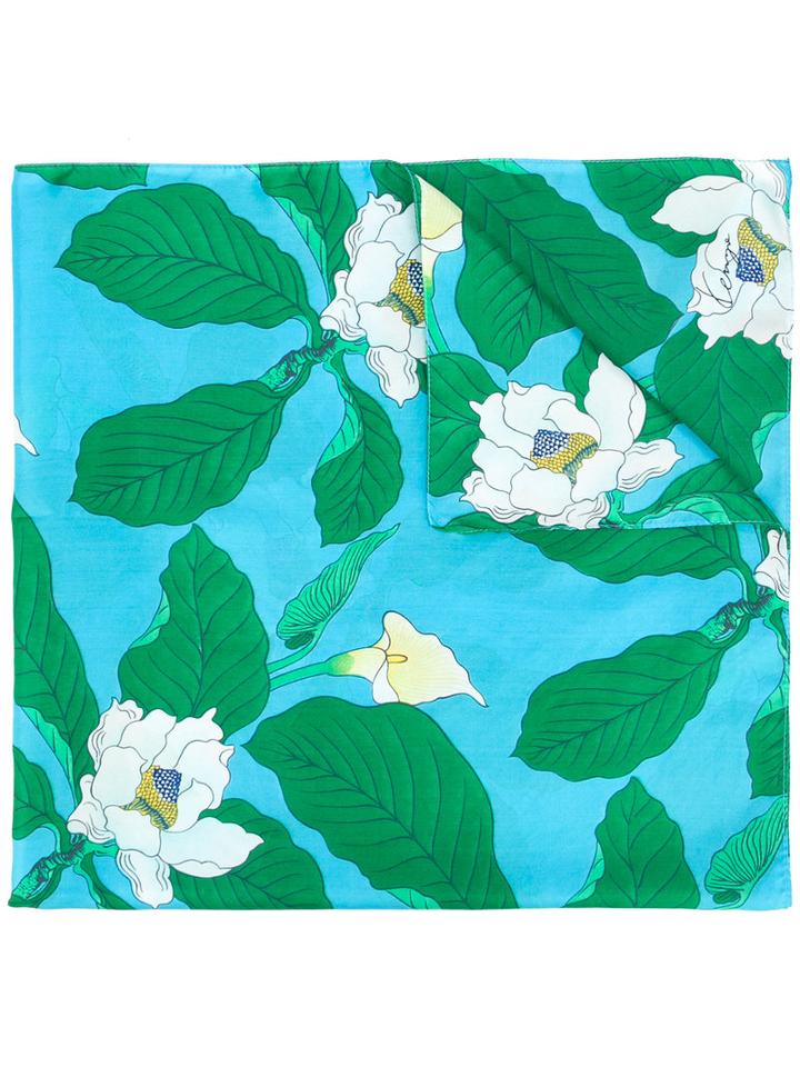 Kenzo Vintage Flower Print Scarf, Women's, Blue