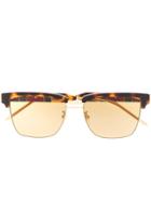 Gucci Eyewear Tortoiseshell Effect Sunglasses - Gold