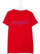 Balmain Kids Teen Logo Print T-shirt - Red