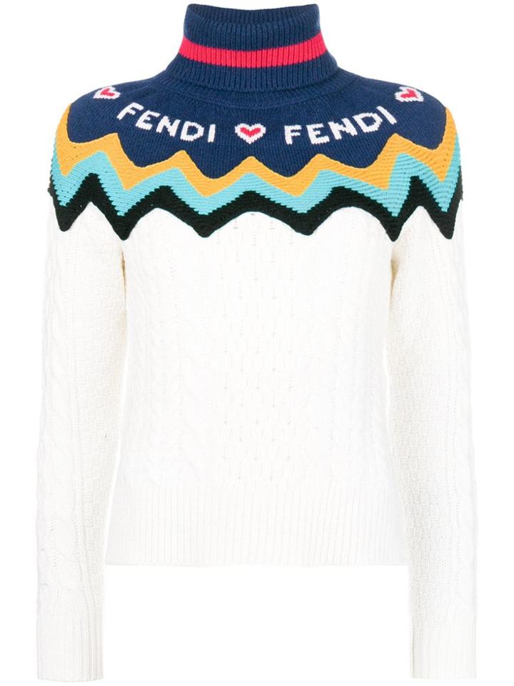 Fendi Knitted Logo Sweater - White