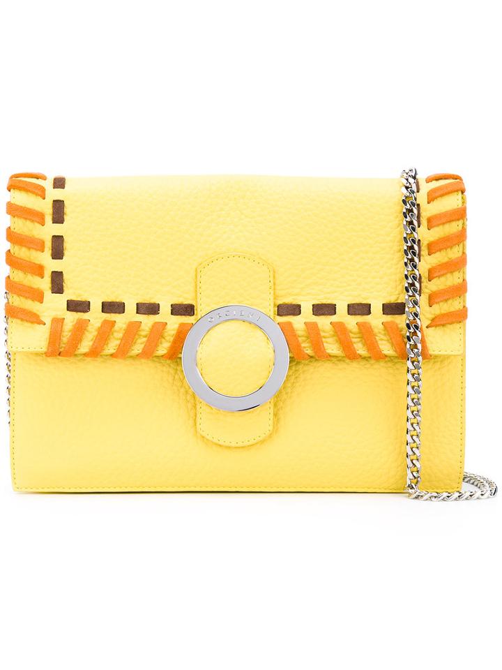 Orciani - Ethnic Clutch - Women - Cotton/calf Leather - One Size, Yellow/orange, Cotton/calf Leather