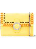Orciani - Ethnic Clutch - Women - Cotton/calf Leather - One Size, Yellow/orange, Cotton/calf Leather