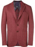 Etro Two Button Blazer, Men's, Size: 52, Red, Silk/acetate/viscose/wool