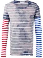 Faith Connexion Stained Striped Destroyed T-shirt, Adult Unisex, Size: Medium, White, Cotton