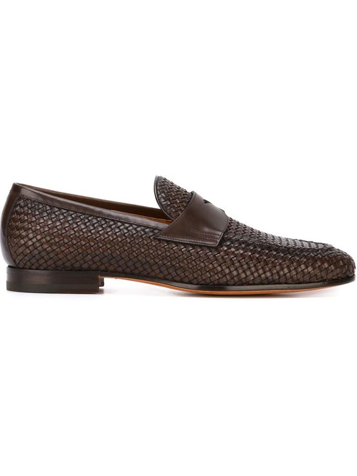 Santoni Woven Penny Loafers