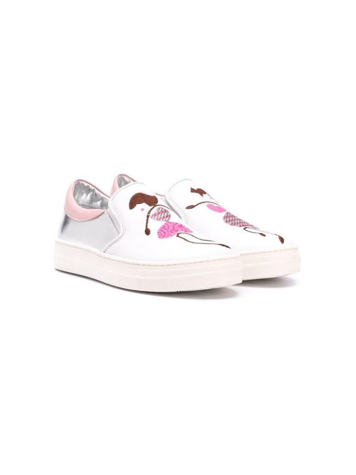 Simonetta Teen Embroidered Slip-on Sneakers - White