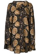 Uma Wang Floral Print Oversized Shirt - Black
