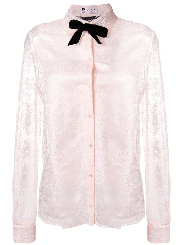 Lanvin Pussy Bow Lace Blouse - Nude & Neutrals