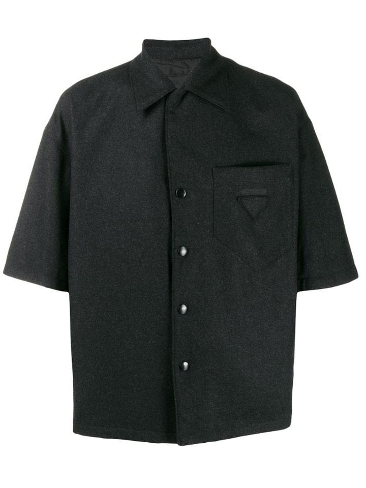 Prada Logo Plaque Bowling Shirt - Grey