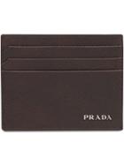Prada Saffiano Leather Card Holder - Brown