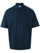 E. Tautz 'val' Pleated Shortsleeved Shirt, Men's, Size: Xs, Blue, Cotton