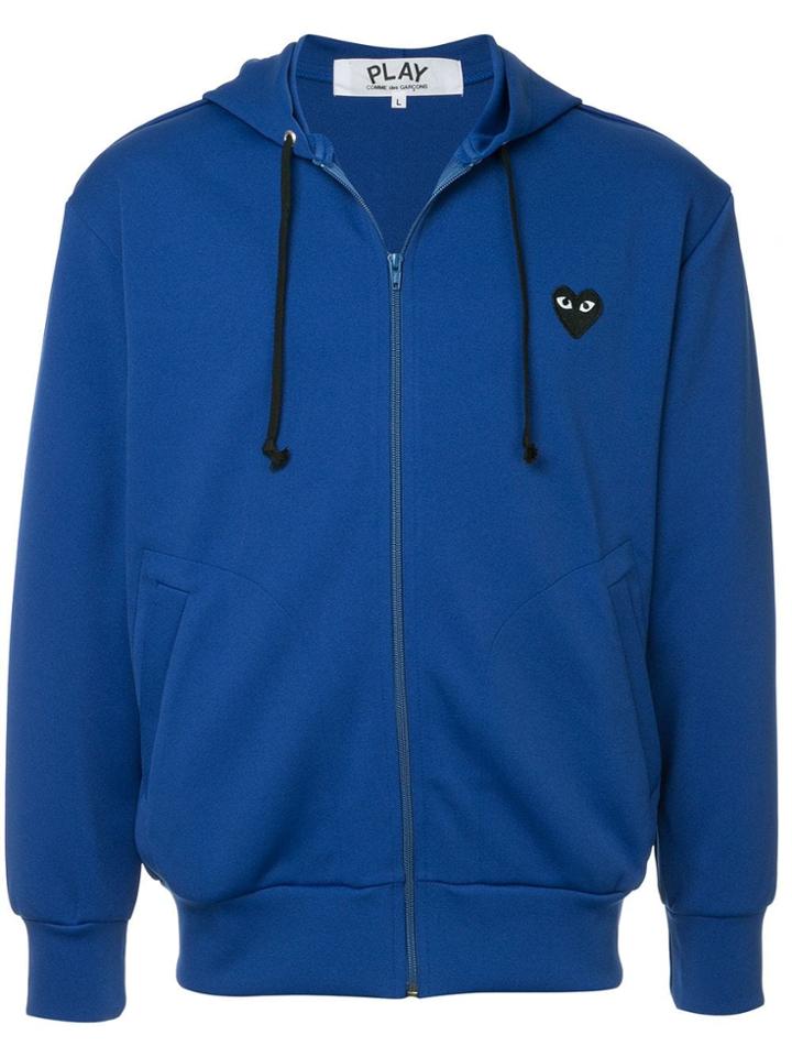 Comme Des Garçons Play Big Heart Logo Hoodie - Blue