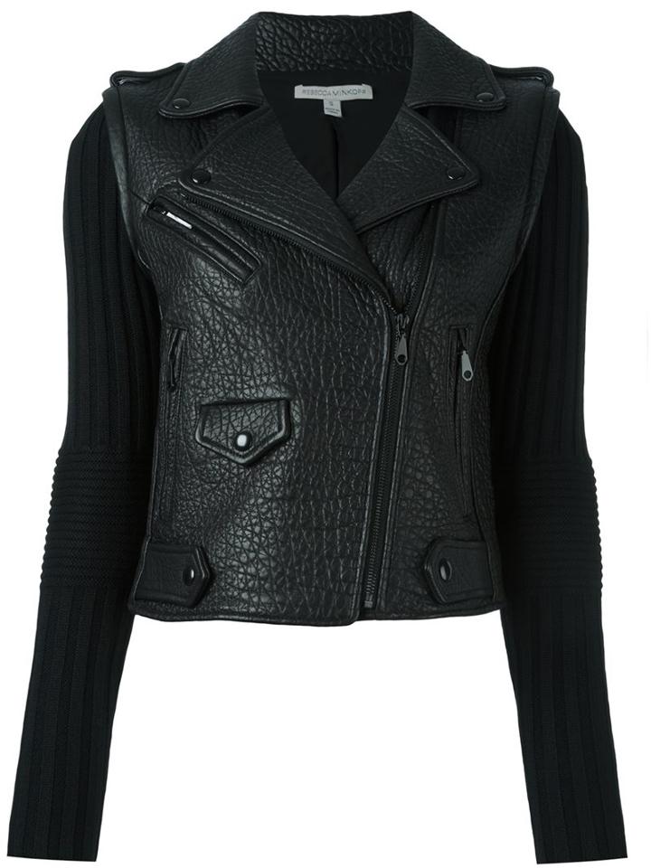 Rebecca Minkoff 'cicely' Jacket, Women's, Size: Large, Black, Lamb Skin/acrylic/polyester/wool