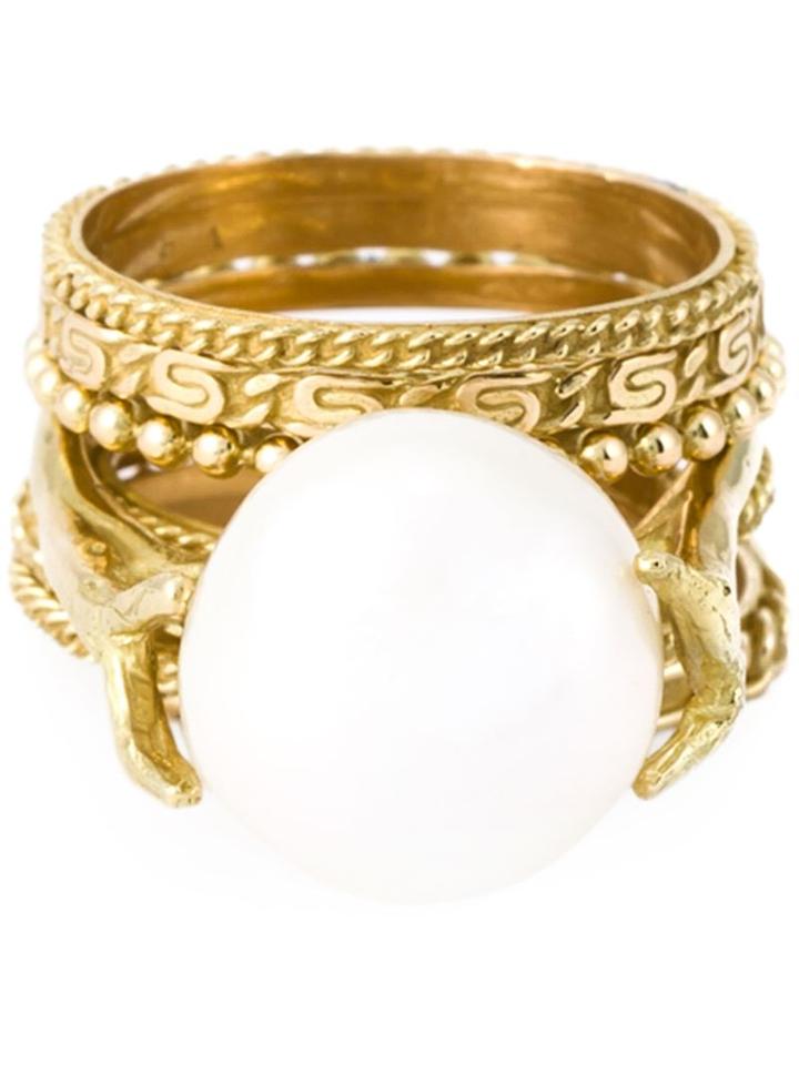 Wouters & Hendrix Gold Pearl Set Of Rings, Women's, Size: 54, White