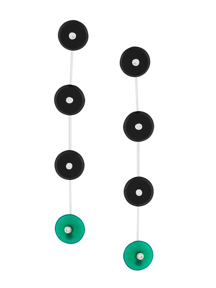 Simonetta Bianchini Diamond Embellished Disc Drop Earrings - Black