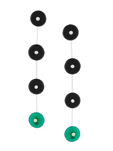Simonetta Bianchini Diamond Embellished Disc Drop Earrings - Black