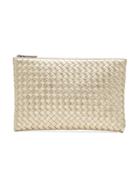 Bottega Veneta Metallic Intrecciato Woven Leather Clutch