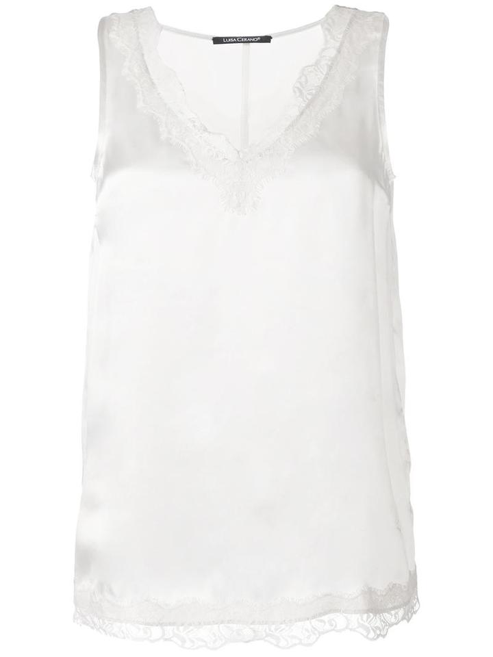 Luisa Cerano Lace Detail Sleeveless Blouse, Women's, Size: 36, Pink/purple, Silk/polyamide