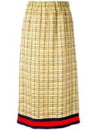 Gucci - Gg Web Midi Tweed Skirt - Women - Silk/cotton/linen/flax/metallized Polyester - 42, Yellow, Silk/cotton/linen/flax/metallized Polyester