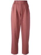 Forte Forte Elasticated Waist Cropped Trousers, Women's, Size: Ii, Pink/purple, Cotton/linen/flax