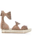Giambattista Valli Perforated Strap Sandals - Nude & Neutrals