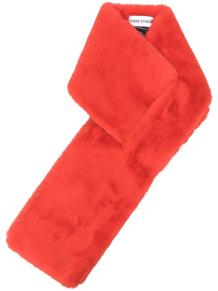 Stand Faux Fur Scarf - Red