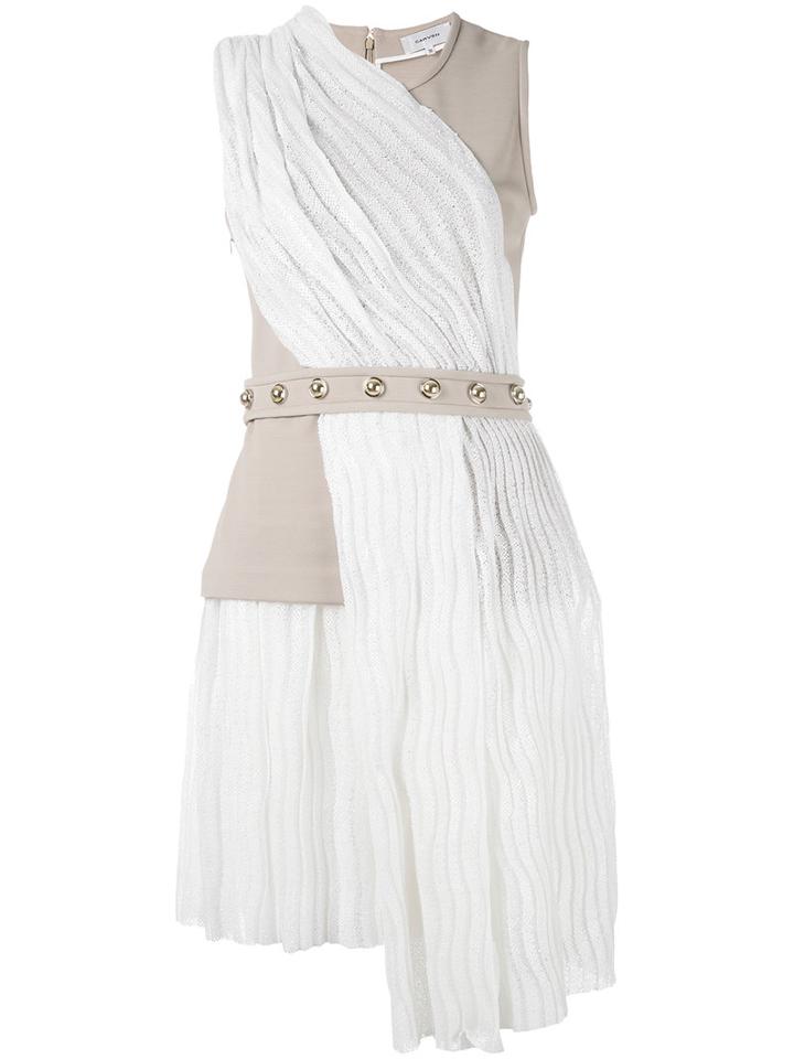 Carven - Paneled Belted Dress - Women - Silk/polyamide/spandex/elastane/viscose - 38, White, Silk/polyamide/spandex/elastane/viscose