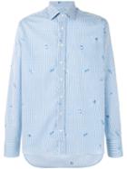 Etro - Striped Fish Print Shirt - Men - Cotton - 41, Blue, Cotton