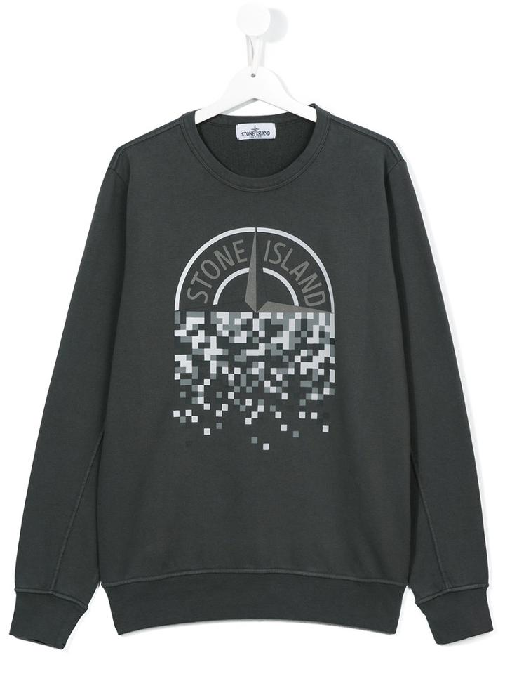 Stone Island Kids Logo Print Sweatshirt, Boy's, Size: 14 Yrs, Grey