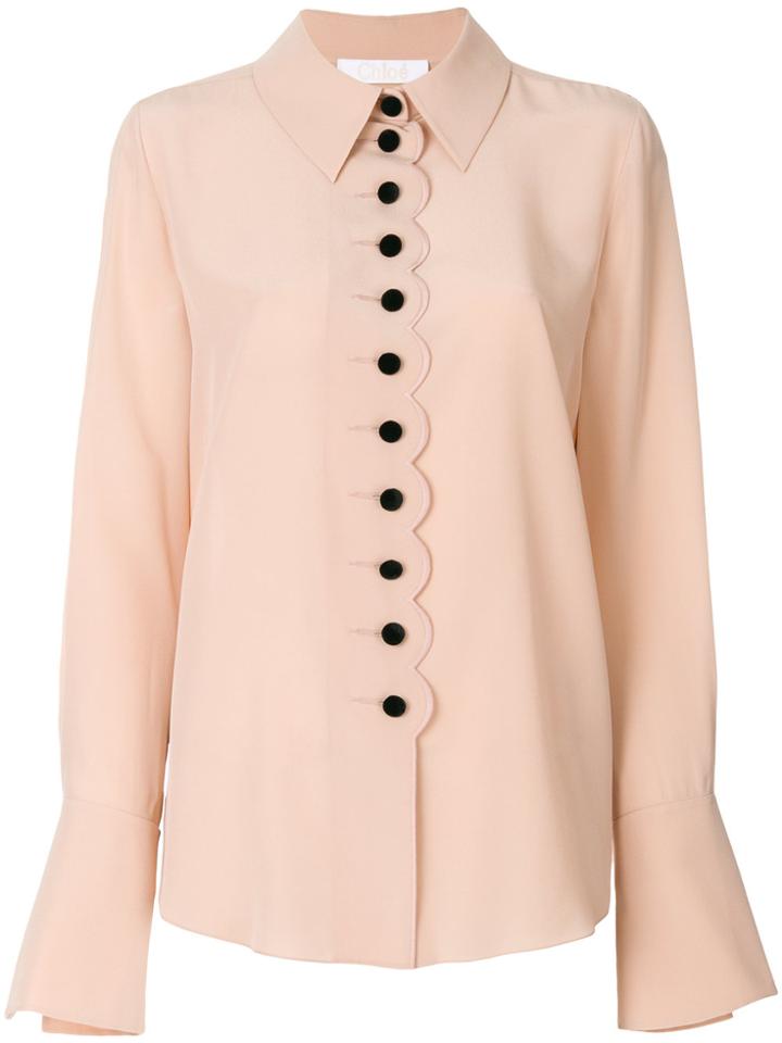 Chloé Scalloped Blouse - Pink & Purple
