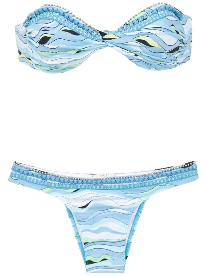 Amir Slama Printed Bikini - Blue
