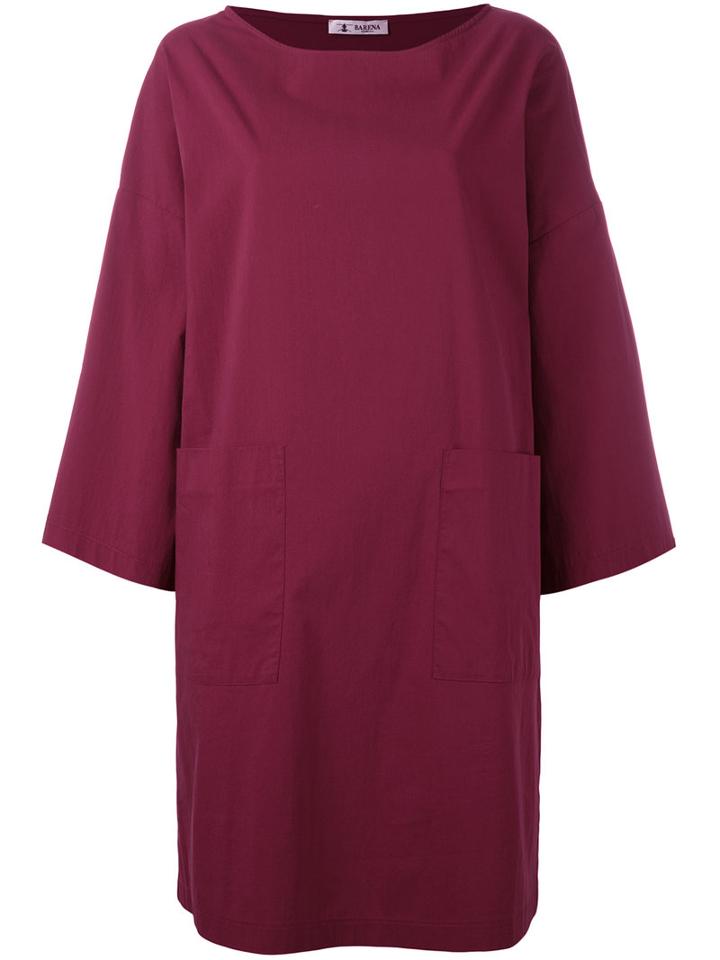 Barena - Longsleeved Shift Dress - Women - Cotton/polyamide/spandex/elastane - 42, Women's, Pink/purple, Cotton/polyamide/spandex/elastane