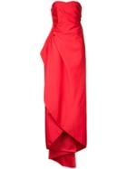 Paule Ka - Long Strapless Woven Dress - Women - Polyester - 38, Red, Polyester