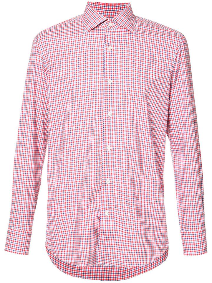 Simeone Napoli Plaid Shirt, Men's, Size: 39, Blue, Cotton