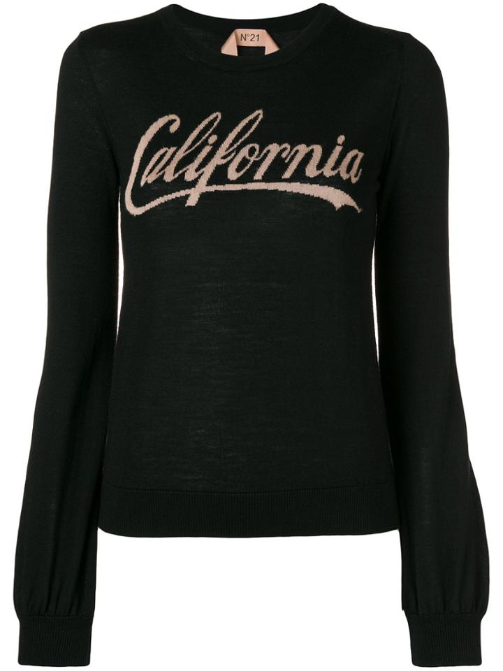 No21 Printed Crew Neck Sweater - Black