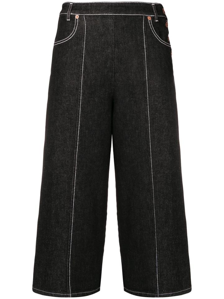 See By Chloé Wide Leg Cropped Jeans - Black