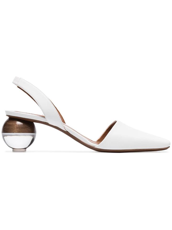 Neous White Lancastrella 55 Leather Slingbacks