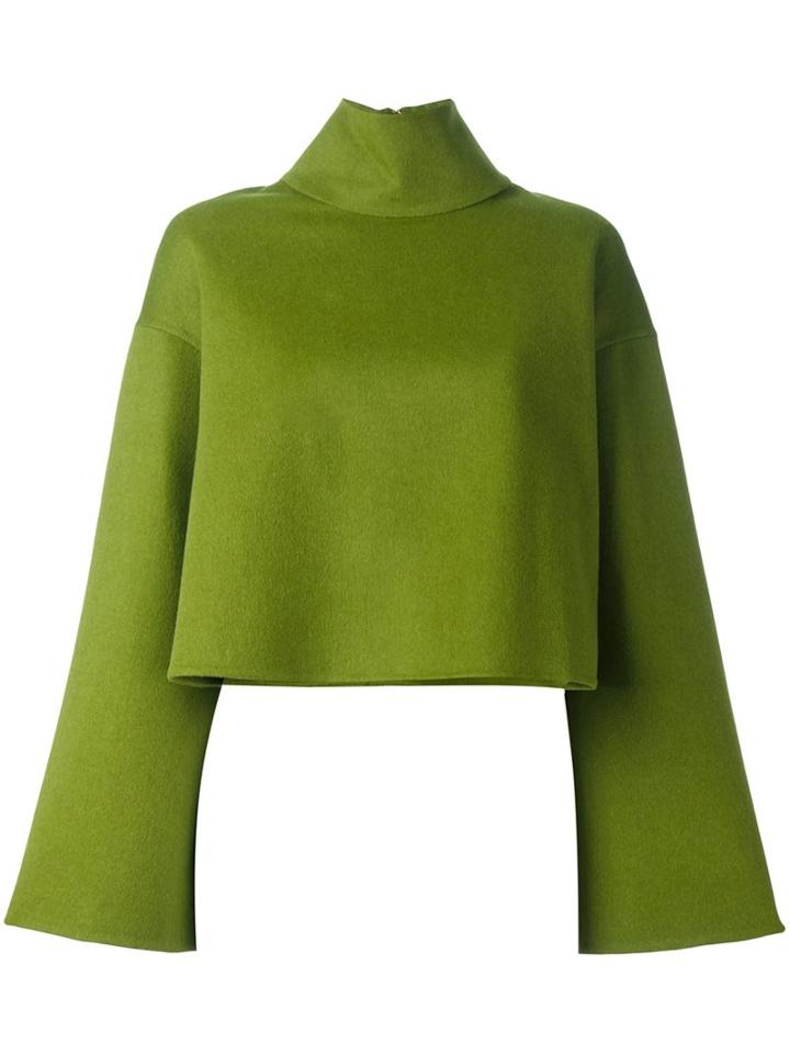 Bally Flared Sleeve Jumper, Women's, Size: 42, Green, Lamb Skin/angora/virgin Wool/metallic Fibre
