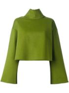 Bally Flared Sleeve Jumper, Women's, Size: 42, Green, Lamb Skin/angora/virgin Wool/metallic Fibre
