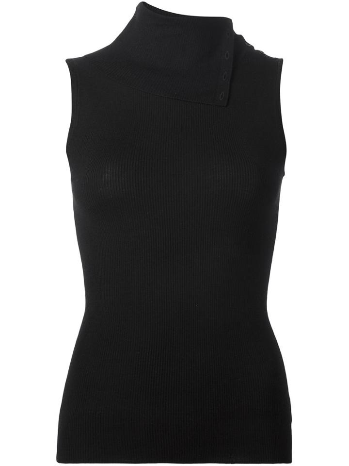 Theory Button Shoulder Turtleneck Top, Women's, Size: Small, Black, Merino